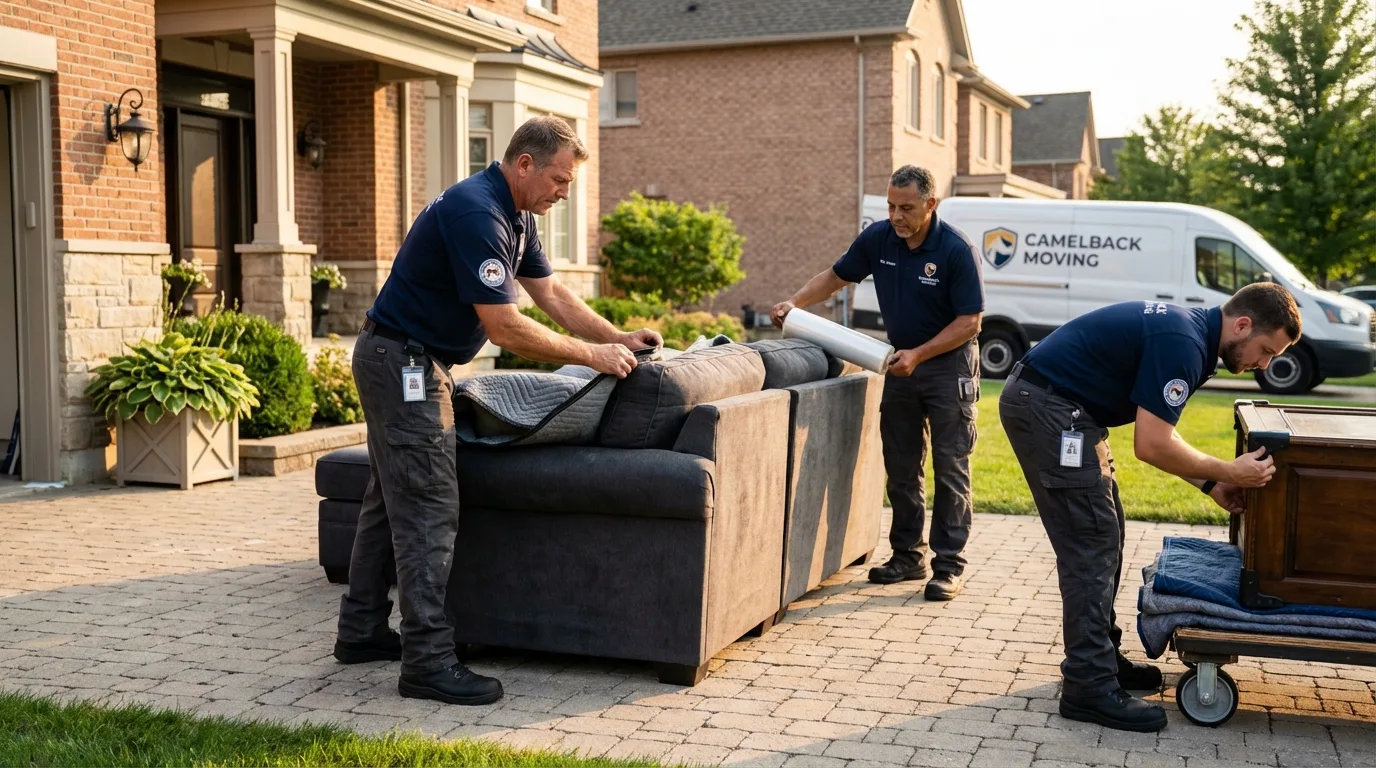 Large estate moving crew wrapping furniture in Milroy, PA